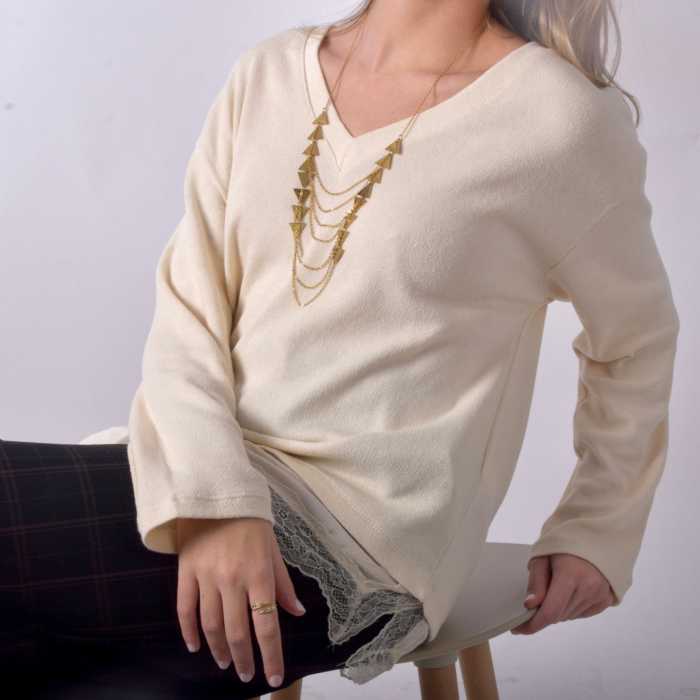 Collar multi cadenas pinchos oro