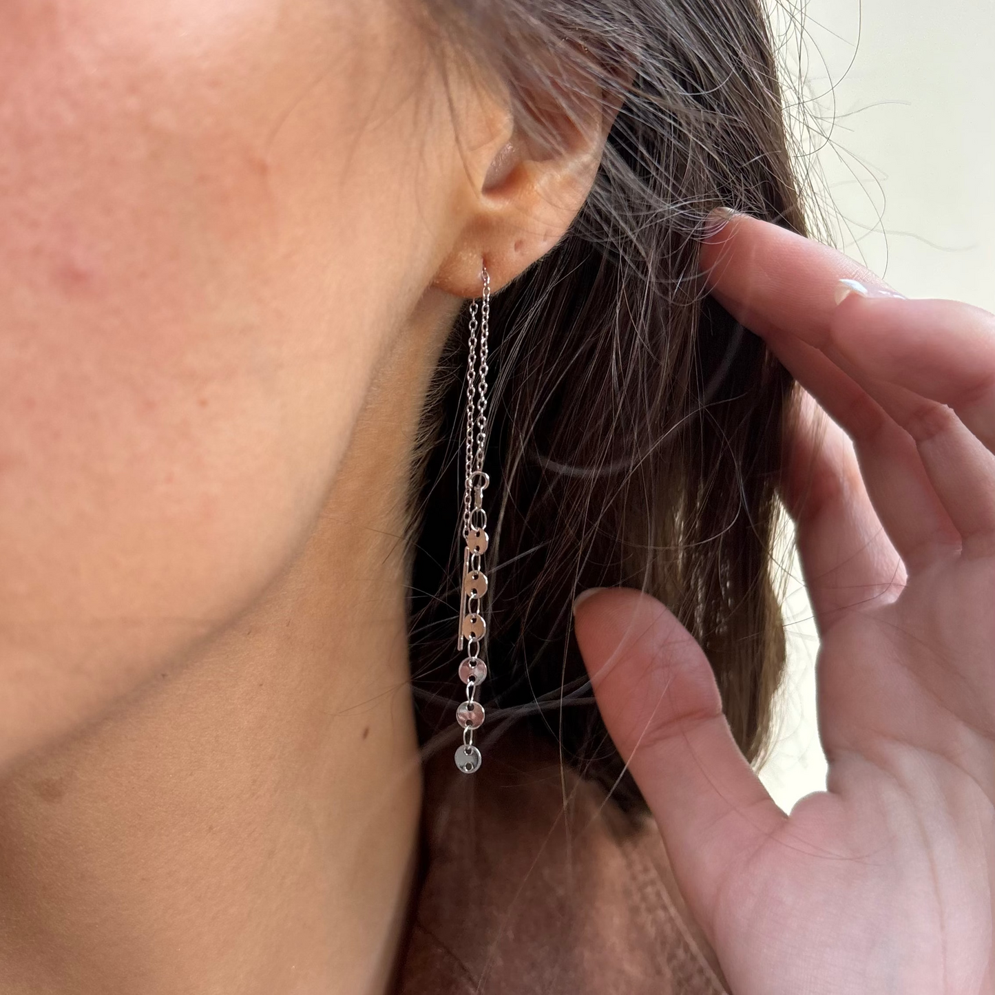 Pendientes círculos cascada plata