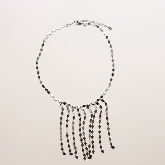 Collar cascada cuentas plata