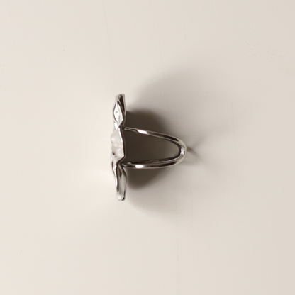 Anillo arrugas rectangular plata