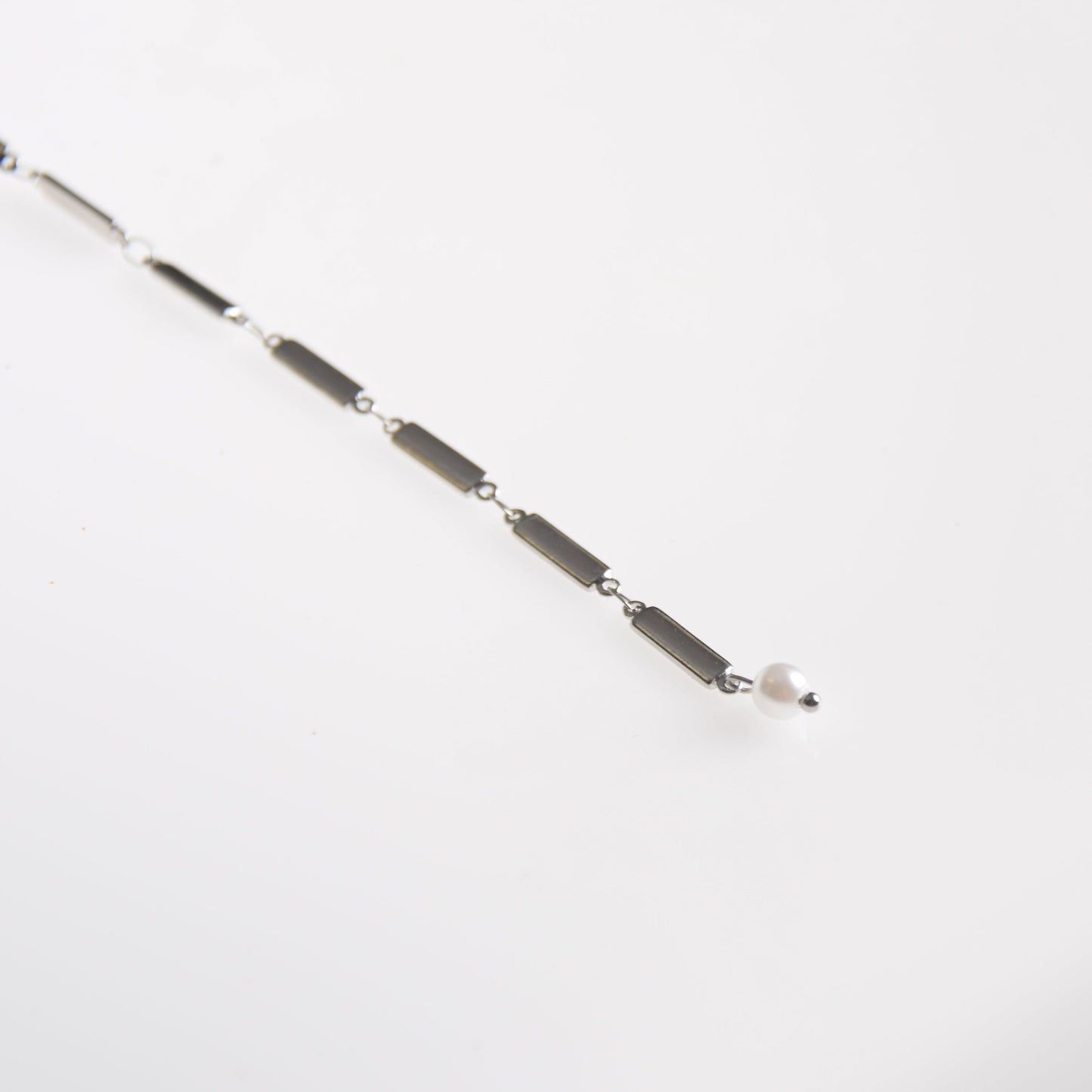 Collar eslabón perla plata