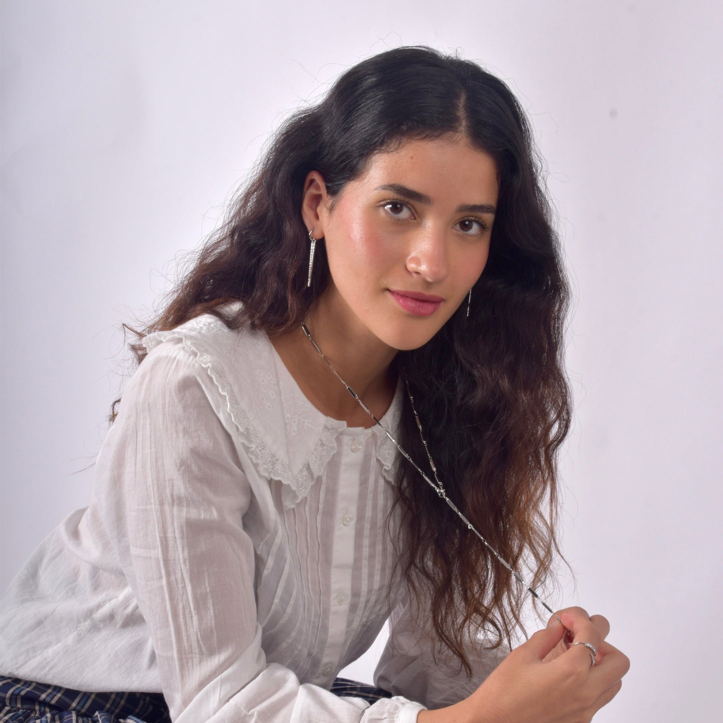 Collar eslabón perla plata