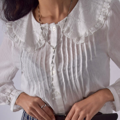 Collar eslabón perla plata