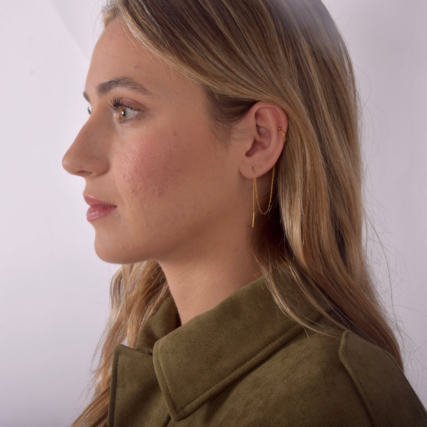 Pendiente cadena earcuff plata