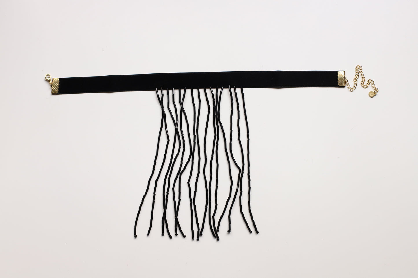 Chocker abalorios cascada negro