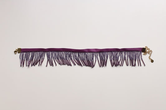 Chocker abalorios cascada mini morado