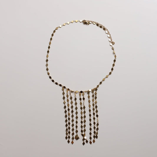 Collar cascada cuentas oro