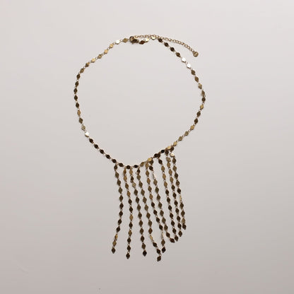 Collar cascada cuentas oro
